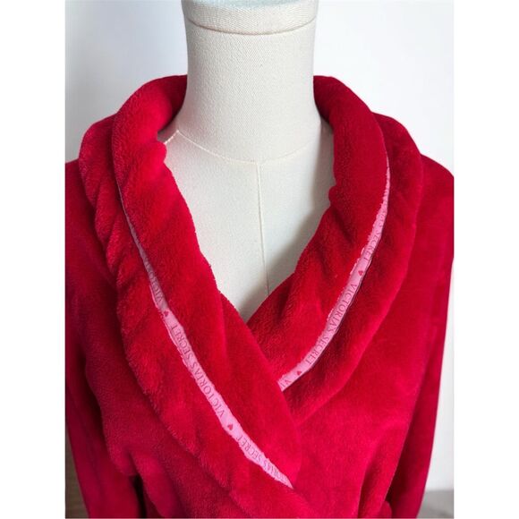 Victorias Secret Y2K Red Pink Soft‎ Plush Bath Robe Sz Medium Girly - Picture 3 of 8